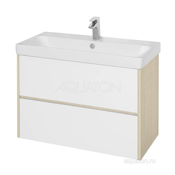 ТУМБА С РАКОВИНОЙ AQUATON СКАНДИ 90 БЕЛАЯ, ДУБ ВЕРОНА