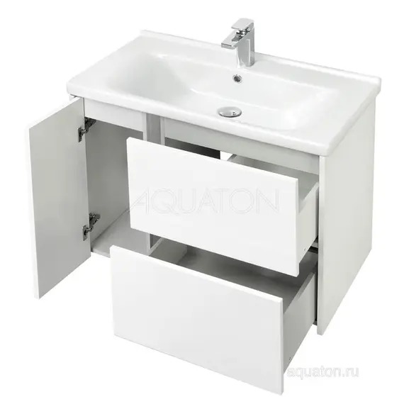 ТУМБА С РАКОВИНОЙ AQUATON СТОУН 80 БЕЛЫЙ