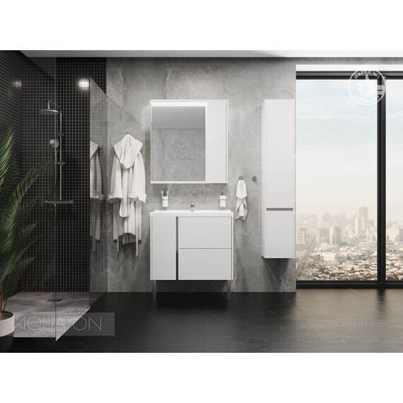 ТУМБА С РАКОВИНОЙ AQUATON СТОУН 80 БЕЛЫЙ