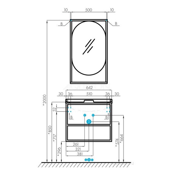 ЗЕРКАЛО AQUATON ЛОФТ ФАБРИК 50 ДУБ КАНТРИ
