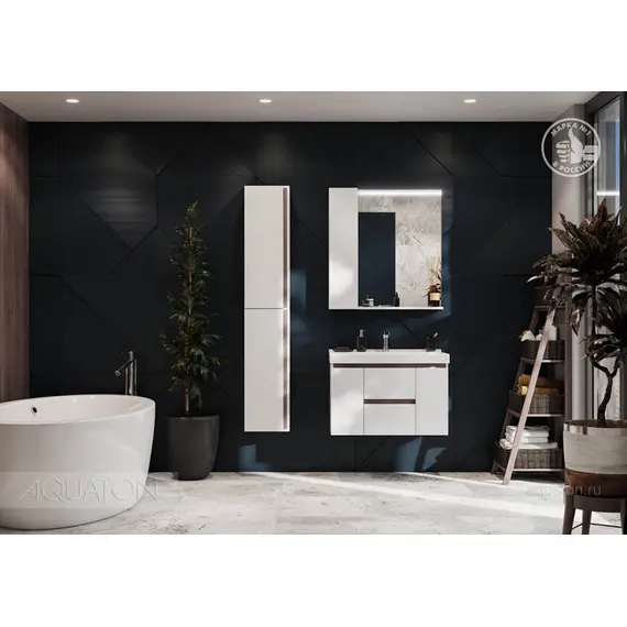 ЗЕРКАЛЬНЫЙ ШКАФ AQUATON РЕНЕ 80 БЕЛЫЙ, ГРЕЦКИЙ ОРЕХ