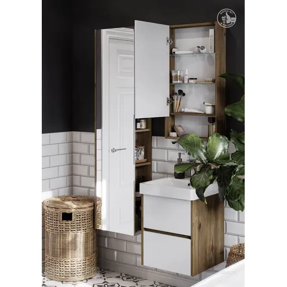 ЗЕРКАЛЬНЫЙ ШКАФ AQUATON СКАНДИ 45 БЕЛЫЙ, ДУБ РУСТИКАЛЬНЫЙ