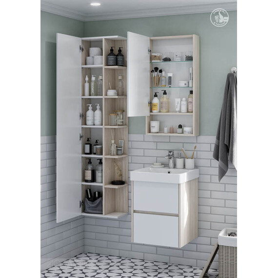 ЗЕРКАЛЬНЫЙ ШКАФ AQUATON СКАНДИ 45 БЕЛЫЙ, ДУБ ВЕРОНА