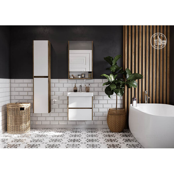 ЗЕРКАЛЬНЫЙ ШКАФ AQUATON СКАНДИ 55 БЕЛЫЙ, ДУБ РУСТИКАЛЬНЫЙ