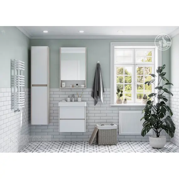 ЗЕРКАЛЬНЫЙ ШКАФ AQUATON СКАНДИ 55 БЕЛЫЙ, ДУБ ВЕРОНА