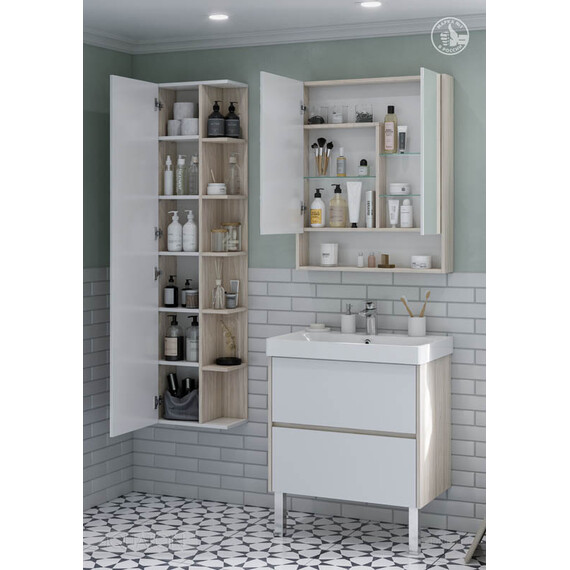 ЗЕРКАЛЬНЫЙ ШКАФ AQUATON СКАНДИ 70 БЕЛЫЙ, ДУБ ВЕРОНА