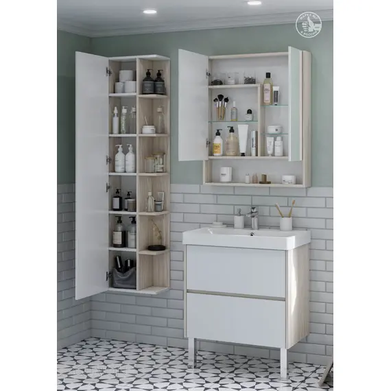 ЗЕРКАЛЬНЫЙ ШКАФ AQUATON СКАНДИ 70 БЕЛЫЙ, ДУБ ВЕРОНА