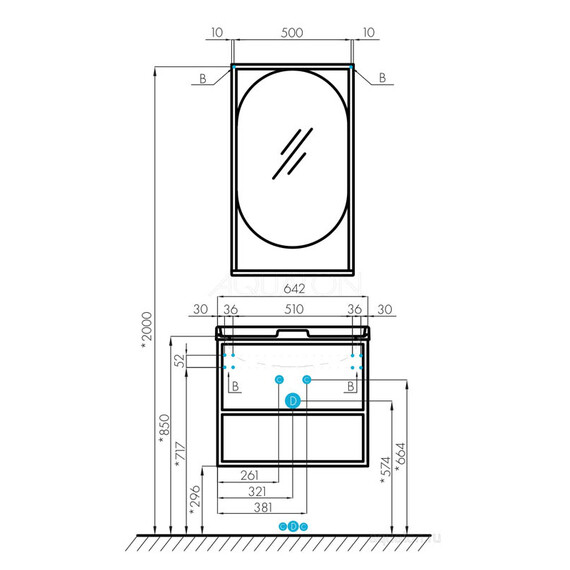 ЗЕРКАЛО AQUATON ЛОФТ ФАБРИК 50 ДУБ КАНТРИ