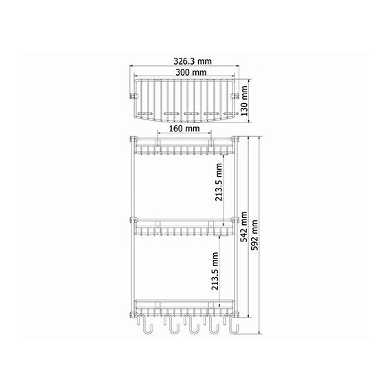 ПОЛКА МЕТАЛЛИЧЕСКАЯ ТРОЙНАЯ WASSERKRAFT K-1433 ПОЛКА МЕТАЛЛИЧЕСКАЯ ТРОЙНАЯ WASSERKRAFT K-1433