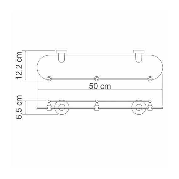 ПОЛКА СТЕКЛЯННАЯ С БОРТИКОМ WASSERKRAFT ISEN K-4044