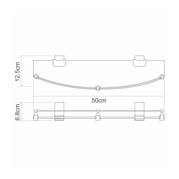 ПОЛКА СТЕКЛЯННАЯ С БОРТИКОМ WASSERKRAFT LEINE K-5044WHITE