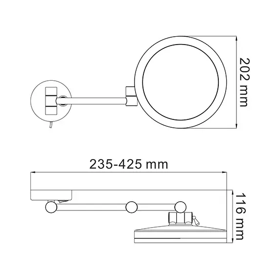 ЗЕРКАЛО С LED-ПОДСВЕТКОЙ, 3-Х КРАТНЫМ УВЕЛИЧЕНИЕМ WASSERKRAFT K-1004BLACK