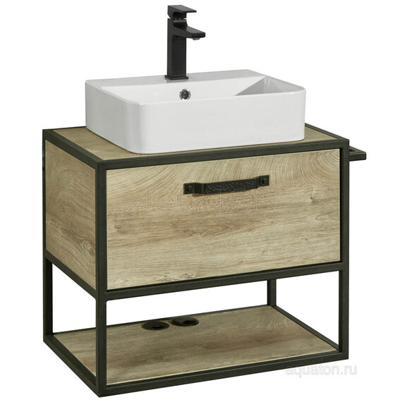 ТУМБА СО СТОЛЕШНИЦЕЙ И НАКЛАДНОЙ РАКОВИНОЙ AQUATON ЛОФТ ФАБРИК 65 ДУБ ЭНДГРЕЙН