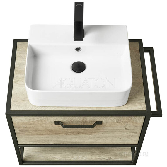ТУМБА СО СТОЛЕШНИЦЕЙ И НАКЛАДНОЙ РАКОВИНОЙ AQUATON ЛОФТ ФАБРИК 65 ДУБ ЭНДГРЕЙН