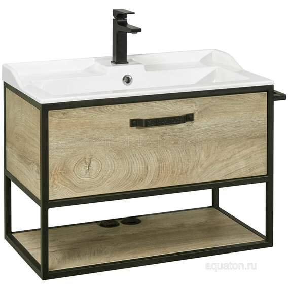 ТУМБА С РАКОВИНОЙ ИЗ ЛИТЬЕВОГО МРАМОРА AQUATON ЛОФТ ФАБРИК 80 ДУБ ЭНДГРЕЙН