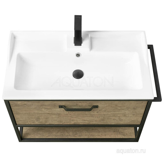 ТУМБА С РАКОВИНОЙ ИЗ ЛИТЬЕВОГО МРАМОРА AQUATON ЛОФТ ФАБРИК 80 ДУБ КАНТРИ