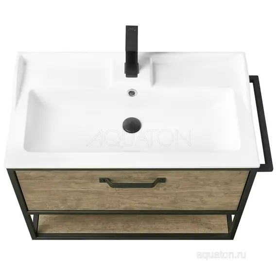 ТУМБА С РАКОВИНОЙ ИЗ ЛИТЬЕВОГО МРАМОРА AQUATON ЛОФТ ФАБРИК 80 ДУБ КАНТРИ