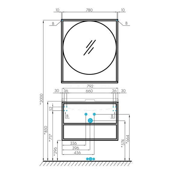ТУМБА С РАКОВИНОЙ ИЗ ЛИТЬЕВОГО МРАМОРА AQUATON ЛОФТ ФАБРИК 80 ДУБ КАНТРИ