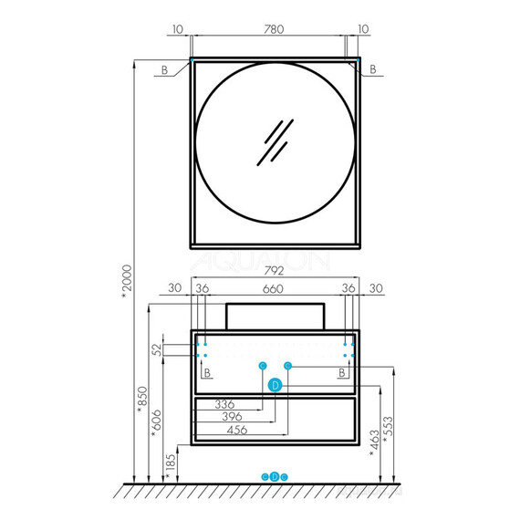 ТУМБА СО СТОЛЕШНИЦЕЙ И НАКЛАДНОЙ РАКОВИНОЙ AQUATON ЛОФТ ФАБРИК 80 ДУБ КАНТРИ
