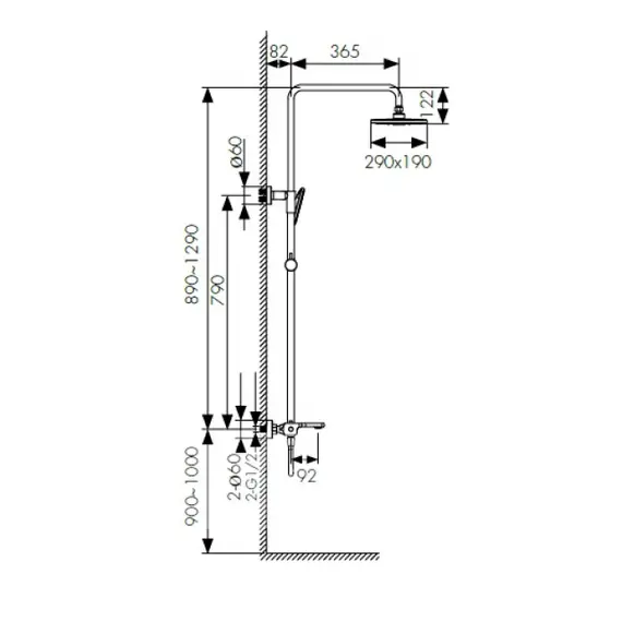 ДУШЕВАЯ СИСТЕМА С ТЕРМОСТАТОМ KAISER ELITE 01182-2
