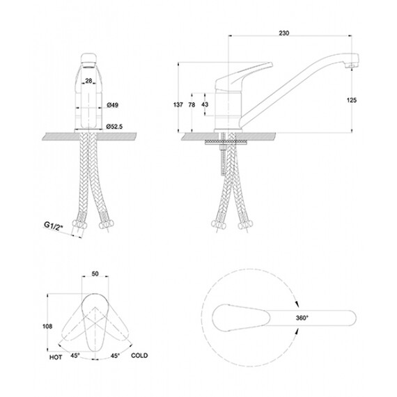 СМЕСИТЕЛЬ ДЛЯ КУХНИ KAISER COUNTY 66233