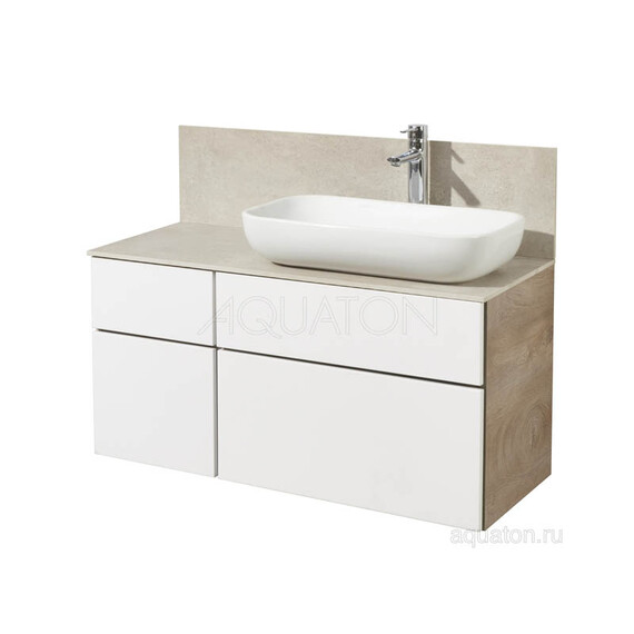 ТУМБА AQUATON МИШЕЛЬ 100 ДУБ ЭНДГРЕЙН, БЕЛЫЙ С РАКОВИНОЙ INFINITI И СТОЛЕШНИЦЕЙ ИЗ КЕРАМОГРАНИТА