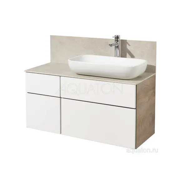 ТУМБА AQUATON МИШЕЛЬ 100 ДУБ ЭНДГРЕЙН, БЕЛЫЙ С РАКОВИНОЙ INFINITI И СТОЛЕШНИЦЕЙ ИЗ КЕРАМОГРАНИТА