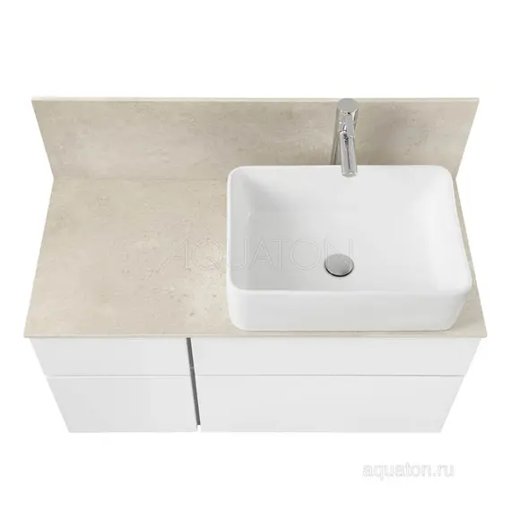 ТУМБА AQUATON МИШЕЛЬ 100 ДУБ ЭНДГРЕЙН, БЕЛЫЙ С РАКОВИНОЙ MILA И СТОЛЕШНИЦЕЙ ИЗ КЕРАМОГРАНИТА