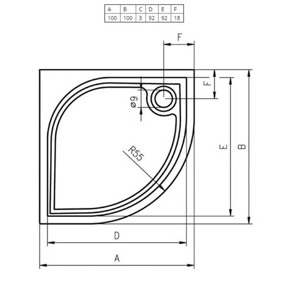 ДУШЕВОЙ ПОДДОН ИЗ ЛИТЬЕВОГО МРАМОРА RIHO KOLPING DB18 100X100 R55 БЕЛЫЙ + СИФОН