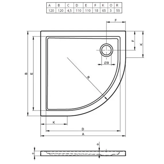 АКРИЛОВЫЙ ДУШЕВОЙ ПОДДОН RIHO ZURICH 288 120X120 БЕЛЫЙ R55