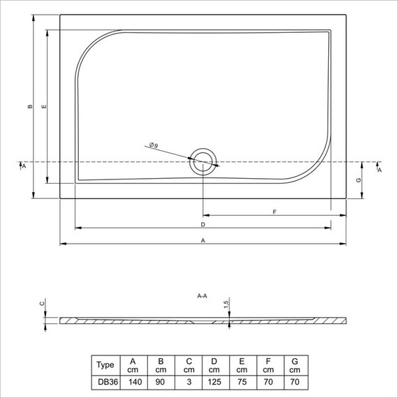 ДУШЕВОЙ ПОДДОН ИЗ ЛИТЬЕВОГО МРАМОРА RIHO KOLPING DB36 140X90 БЕЛЫЙ + СИФОН