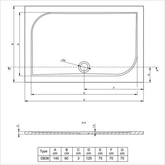 ДУШЕВОЙ ПОДДОН ИЗ ЛИТЬЕВОГО МРАМОРА RIHO KOLPING DB36 140X90 БЕЛЫЙ + СИФОН