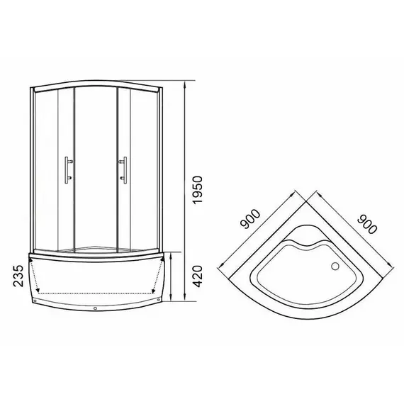 ДУШЕВОЙ УГОЛОК PARLY Z90 С ПОДДОНОМ