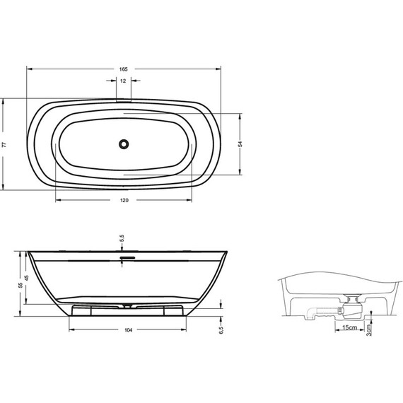 ВАННА ИЗ ИСКУССТВЕННОГО МРАМОРА RIHO BILO 165X77