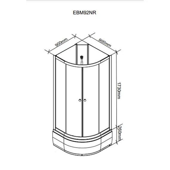 ДУШЕВАЯ КАБИНА PARLY EBM92NR БЕЗ КРЫШИ