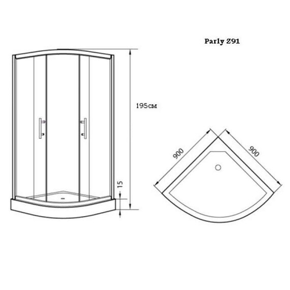 ДУШЕВОЙ УГОЛОК PARLY Z91S С ПОДДОНОМ