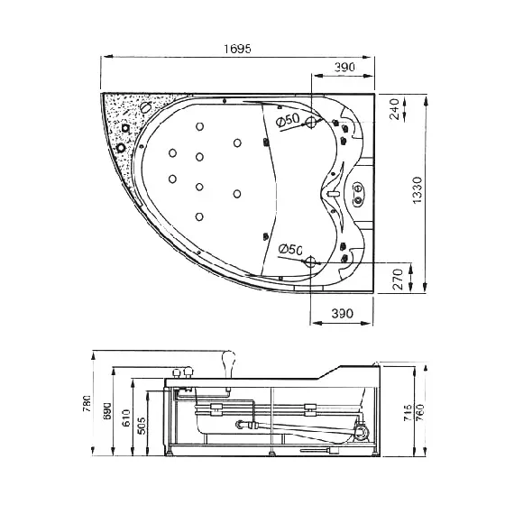 АКРИЛОВАЯ ВАННА GEMY G9086 K R