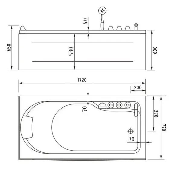 АКРИЛОВАЯ ВАННА GEMY G9006-1.7 B R