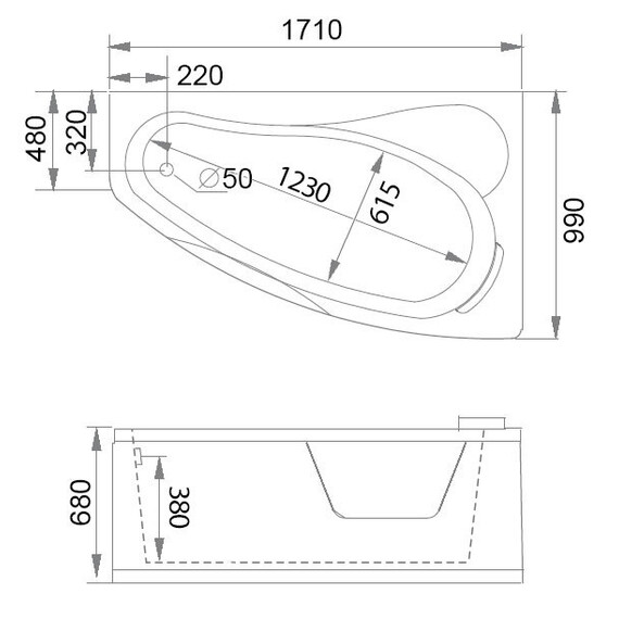 АКРИЛОВАЯ ВАННА GEMY G9046 II B R