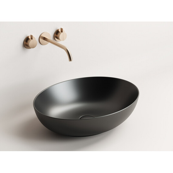 УМЫВАЛЬНИК ЧАША НАКЛАДНАЯ ОВАЛЬНАЯ CERAMICA NOVA ELEMENT 520*395*130ММ ЦВЕТ ЧЕРНЫЙ МАТОВЫЙ