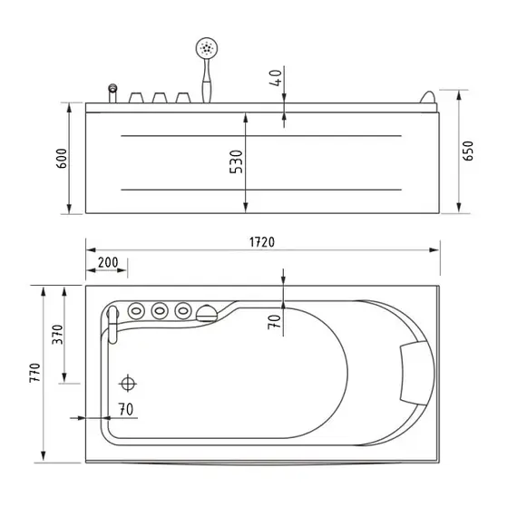 АКРИЛОВАЯ ВАННА GEMY G9006-1.7 B L