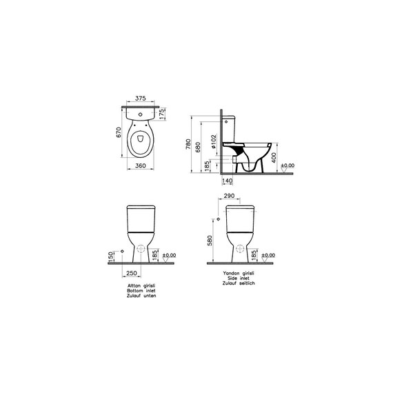 УГЛОВОЙ УНИТАЗ VITRA ARKITEKT С СИДЕНЬЕМ МИКРОЛИФТ