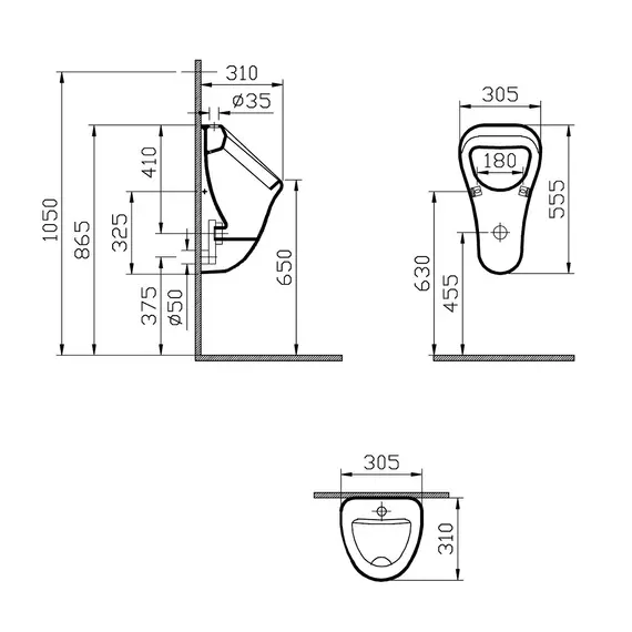 ПИССУАР VITRA ARKITEKT ПОДВОД ВОДЫ СВЕРХУ