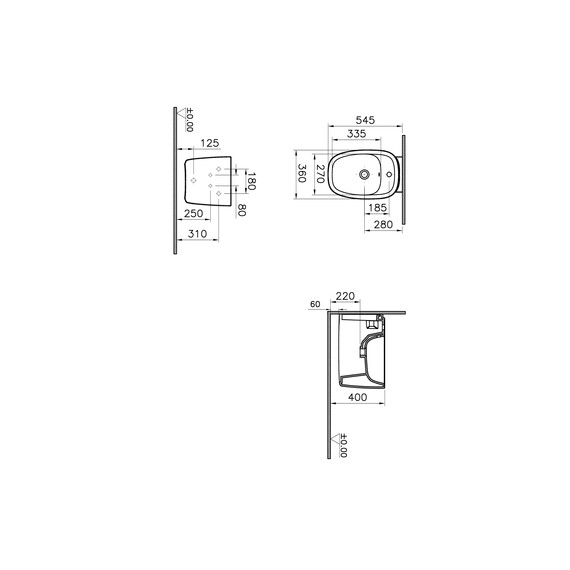 ПОДВЕСНОЕ БИДЕ VITRA PLURAL ЧЕРНОЕ МАТОВОЕ