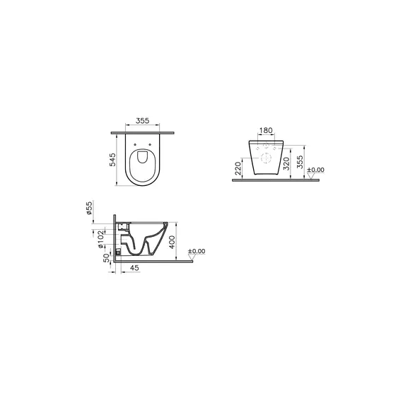 ПОДВЕСНОЙ УНИТАЗ VITRA INTEGRA ROUND 54 СМ, БЕЗОБОДКОВЫЙ