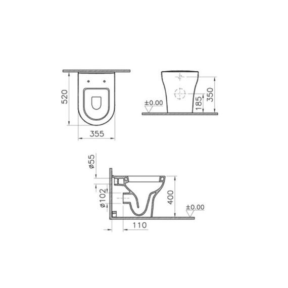 ПРИСТАВНОЙ УНИТАЗ VITRA ZENTRUM БЕЛЫЙ