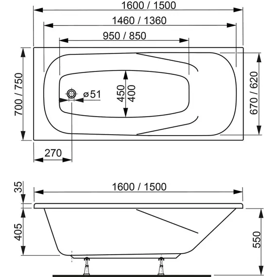 ВАННА АКРИЛОВАЯ VAGNERPLAST ARONIA 150X70