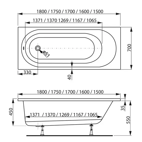 ВАННА АКРИЛОВАЯ VAGNERPLAST KASANDRA 180X70