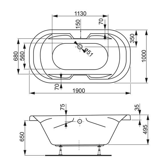 ВАННА АКРИЛОВАЯ VAGNERPLAST GAIA 190X100 ВАННА АКРИЛОВАЯ VAGNERPLAST GAIA 190X100