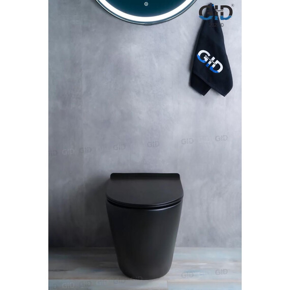 ПРИСТАВНОЙ УНИТАЗ GID TRS-269BM ЧЕРНЫЙ МАТОВЫЙ БЕЗОБОДКОВЫЙ